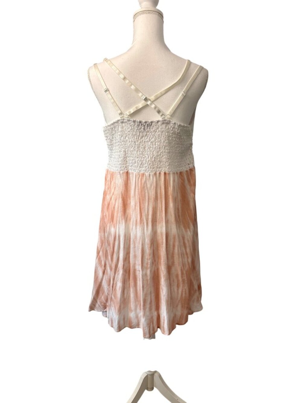Lace & Tie-Dye Sleeveless White Peach Boho Summer Beach Dress J For Justify 2X - Picture 3 of 12